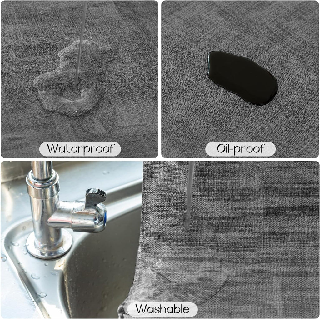 Romanstile Reversible Vinyl Placemats Set of 6, Faux Leather 100% Waterproof Oil-Proof Wipeable Place Mats, Heat Resistant Dual Sided Table Mats for Kitchen/Dining/Party (Dark Gray, 12 x 17 Inch)