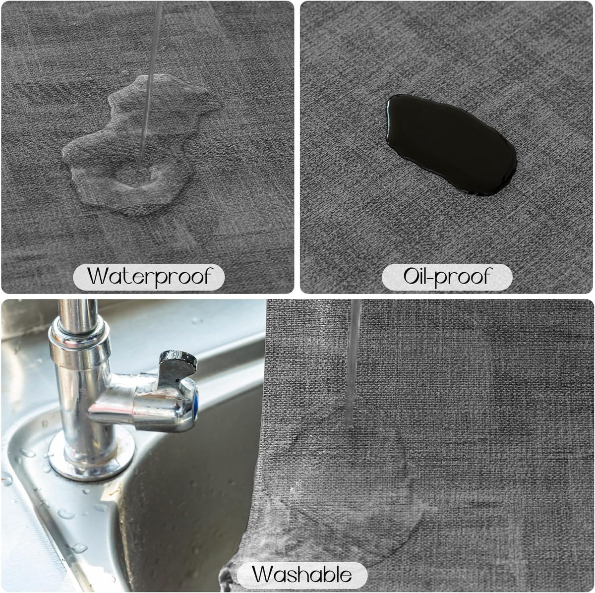 Romanstile Reversible Vinyl Placemats Set of 6, Faux Leather 100% Waterproof Oil-Proof Wipeable Place Mats, Heat Resistant Dual Sided Table Mats for Kitchen/Dining/Party (Dark Gray, 12 x 17 Inch)