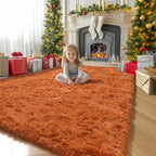Amdrebio Burnt Orange Shag Plush Large Area Rug 6x9 - Image 7