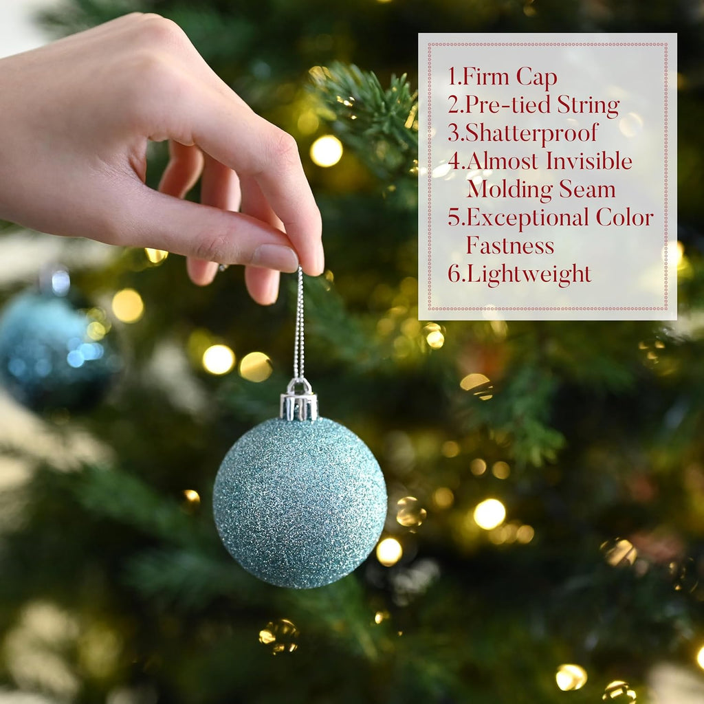 Valery Madelyn Christmas Tree Decorations Ornament Set for Fall Halloween, 50ct 2.36 Inches Light Blue Shatterproof Christmas Ball Ornaments Hanging Xmas Holiday Party Decor