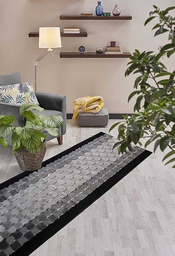 Custom Length Hallway Runner Rug, Slip Resistant, Checkered Black, 26 Inch X 31 - Image 4