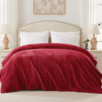 Exclusivo Mezcla Soft Waffle Fleece Bed Blanket Twin Size, Deep Red | - Image 3