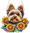 SENQAO Dog Diamond Art Hanging Kit for Adult, Special Shaped Rhinestone, Double Sided DIY Acrylic Diamond Art Painting Window Pendants Home Garden Wall Hanging Kits Hanging Ornament (Sunflower)
