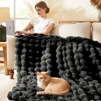 L'AGRATY Faux Rabbit Fur Throw Blanket - Image 3