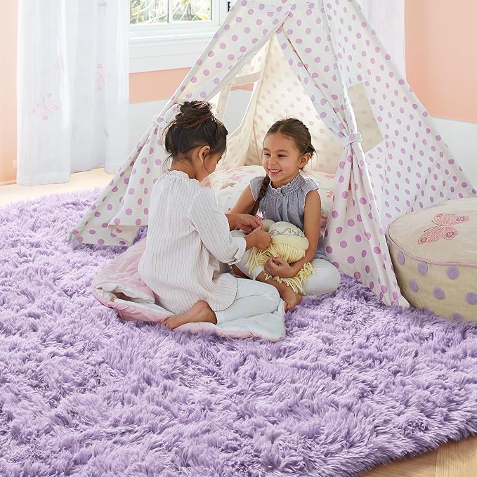 Purple Rugs for Girls Bedroom 6x9 Ft Fluffy Living Room Area Rugs, Soft Bedside - Image 2