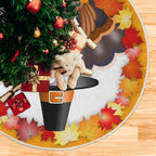 Thanksgiving Turkey Maple LeafTree Skirt, Seasonal Tree Mat Holiday Party Supplies Ornaments Indoor Outdoor Decorations for Tabletop Trees 47.2 Inches