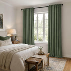 MIULEE 100% Blackout Linen Curtains 42 x 96 Inch Olive Green 2 Panels | Thermal - Image 8