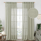 95 Inches Long Sage Grey Linen Curtains by LAMIT