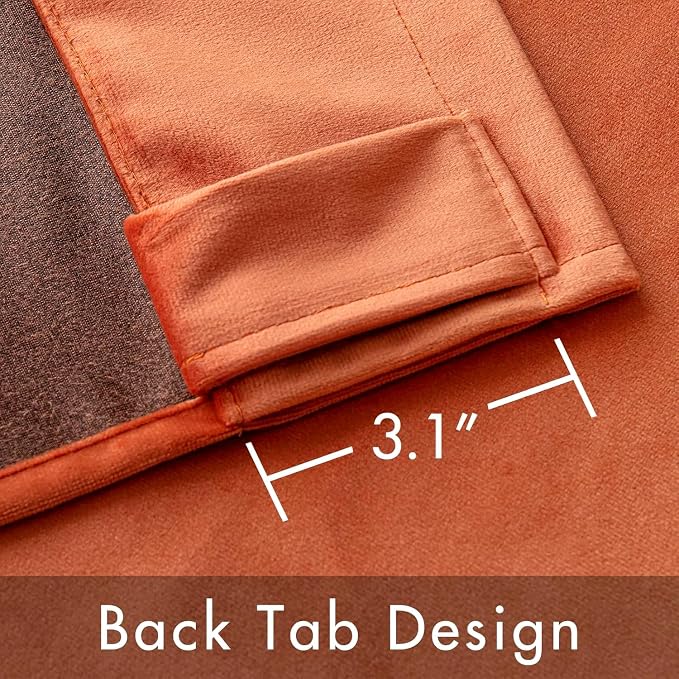 MIULEE Velvet Curtains 52x90 inches 2 Panels Fall Orange Blackout Curtains | - Image 3