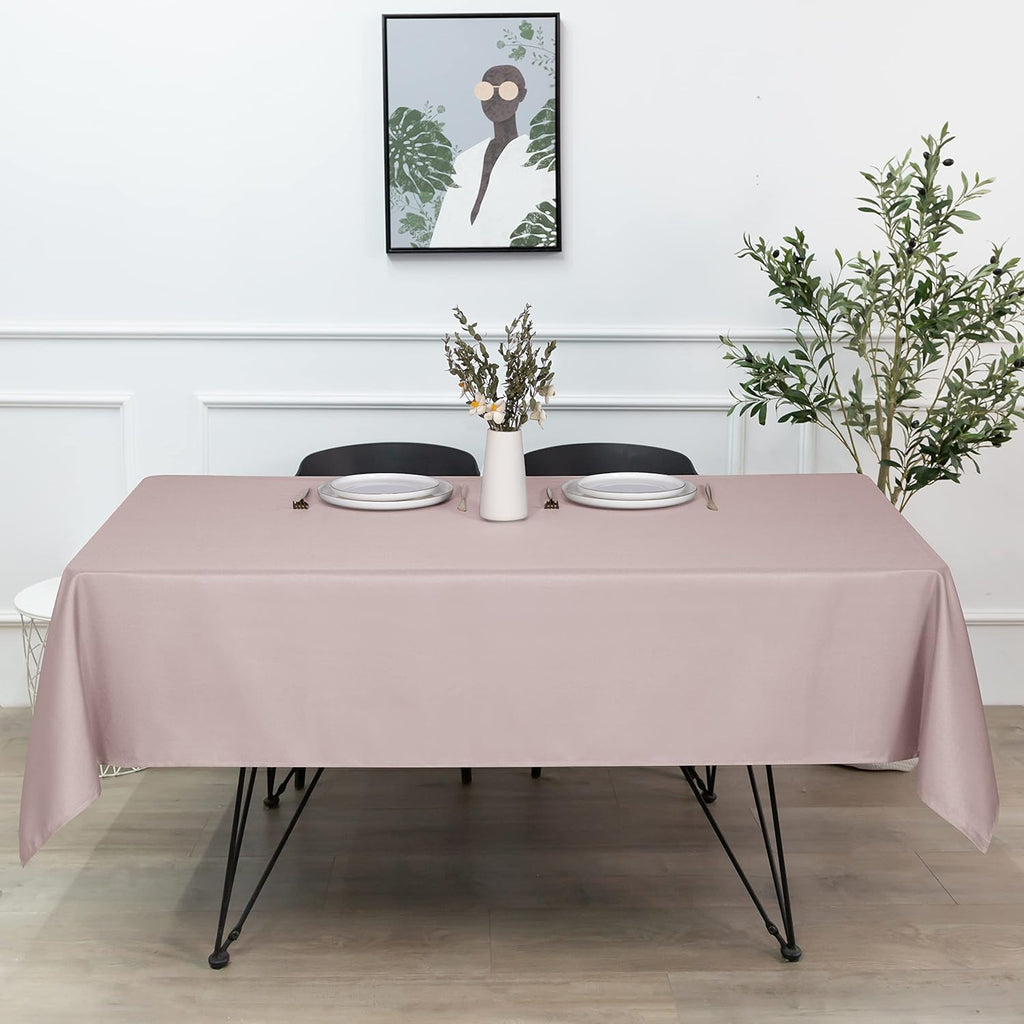 sancua Rectangle Tablecloth - 60 x 84 Inch - Stain and Wrinkle Resistant Washable Polyester Table Cloth, Decorative Fabric Table Cover for Dining Tables, Buffet Parties and Camping, Blush