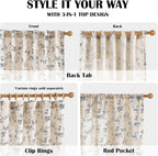 Blue Vintage Floral Linen Curtains Farmhouse 50W X 63L 2 Panels | Elisa Series - Image 5