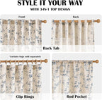 Blue Vintage Floral Linen Curtains Farmhouse 38W X 84L 2 Panels | Elisa Series - Image 5