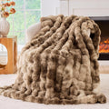 BENVWE Fluffy Faux Fur Throw Blanket for Couch - Soft, Plush, Thick, Cozy, Fuzzy Luxury Minky Bubble Blanket for Home Living Room Decor, Gifts for Women, Tie-dye Brown, 51" x 63", 1100GSM