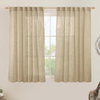 Semi Sheer Linen Curtains 54 Inch Length 2 Panels, 52 x 54 Inch | Brown by LAMIT