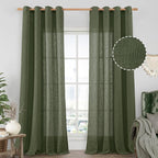 Sheer Linen Curtains 102 inches Long, Linen Textured Light Filtering Semi Sheer by LAMIT