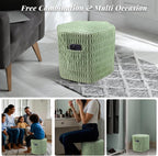 Hexagon Pouf Ottoman Stuffed with 2 Pockets & Handle, Comfort Corduroy Poufs, Non-Slip Foot Stool Storage Ottoman, Foam Floor Poufs Foot Rest for Couch, Bedroom (Green)
