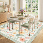 RELEANY Floral Washable 6x9 Area Rugs Beige/Green | Flower Carpet Print Boho - Image 6