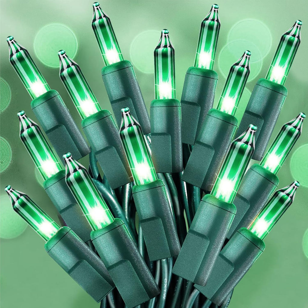 St. Patrick's Day Mini String Lights Green Christmas Lights, 25FT 100 Incandescent Bulbs Green Lights with Green Wire for Christmas Tree, Garland, Indoor & Outdoor St Patricks Day Decoration