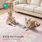 Rugflix 9x12 Area Rugs for Bedroom, Washable Pink Large Rug | Machine Washable; - Image 6