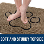 OLANLY Dog Door Mat for Muddy Paws 48x30, Paw Print Design Chenille Mud Mat | - Image 4