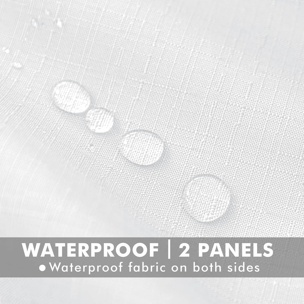 HolidayIdeas 4 Panels Linen Outdoor Curtains for Patio Waterproof White Curtain Panels 95 Inch Length-Wide Weatherproof, Privacy, Outside Curtains for Pergola, Porch, Gazebo-110 Wide x 95" Long