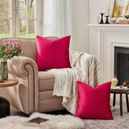 GIGIZAZA Red Velvet Pillow Covers 18x18 Decorative Pillows Pack of 2 | Throw - Image 3