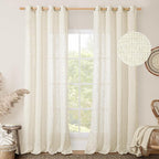 Linen Sheer Curtains 96 inches Long 2 Panel Set, Light Filtering Neutral Living by LAMIT