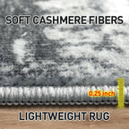 2'6''x8' Runner Rugs Washable Rug: Modern AbstractBlack Grey Gold Carpet | - Image 6