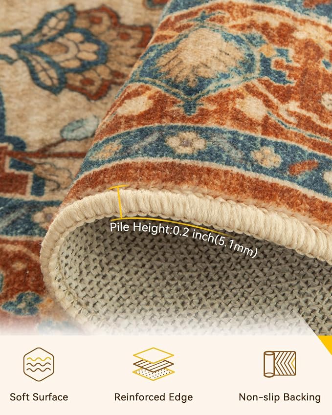 RELEANY Washable Area Rug, Large 9'x12', Water Repellent, Pet Friendly - Image 4