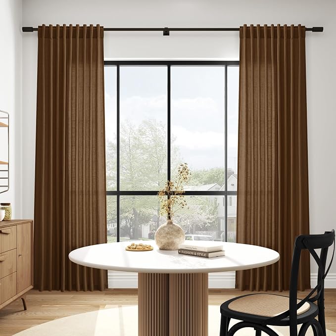 Tobacco Brown Linen Curtains 84 Inches Long - Image 6