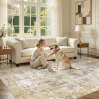 DMOYEST Area Rug Living Room Rugs 10x14 Washable Abstract Carpet | Neutral - Image 6