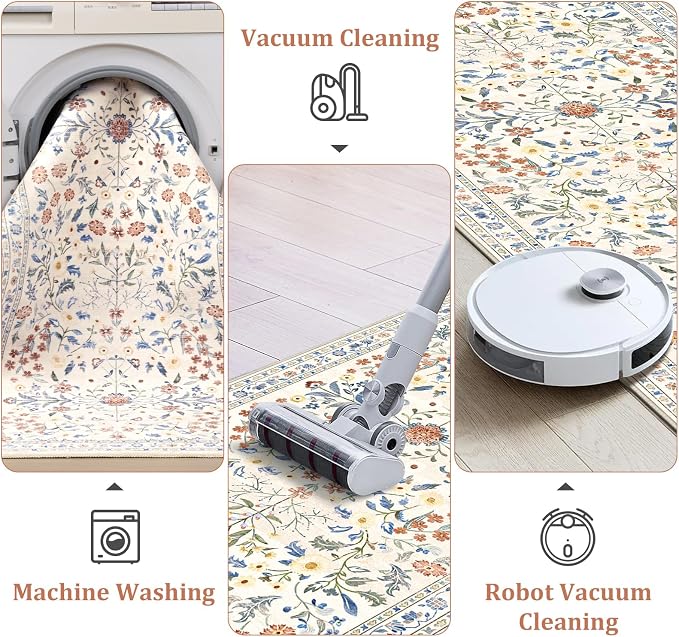 Yamaziot 2x10 Washable Hallway Runner Rug Non Slip Carpet, Colorful Beige | - Image 4