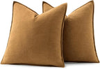 MIULEE Decorative Linen Euro Sham Pillow Covers 22x22 Inch Hazel | Boho - Image 6