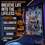 The Lovers Tarot Card Tapestry (Black & White) - Grim Reaper - Gothic Couple Halloween Home Decor Wall Hanging (59" x 51")