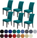 Howhic Stretch Chair Covers for Dining Room Set of 6, Removable Washable Dining Room Chair Covers, Dining Chair Slipcovers Seat Protector, Great Home Decor and Banquet Upholstery (Teal, 6 Pack)