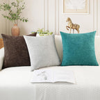 CaliTime Throw Pillow Covers Decorative 18 X 18 Inches Pack of 4 Cozy Chenille Cushion Cases for Couch Sofa Bed Living Room Home Coffee