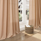 Camel Linen Curtains 90 Inch Length 2 Panels Set - Image 6