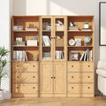 71" Tall Bookshelves Set of 3, 2 Bookcases with Drawers & 1 Bookshelf with Doors, Wooden Bookshelves Floor Standing Display Storage Shelves Home Decor Furniture for Home Office, Living Room