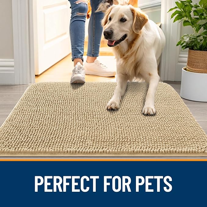 OLANLY Dog Door Mat for Muddy Paws 50x30, Super Absorbent Chenille Mud Mat | - Image 6