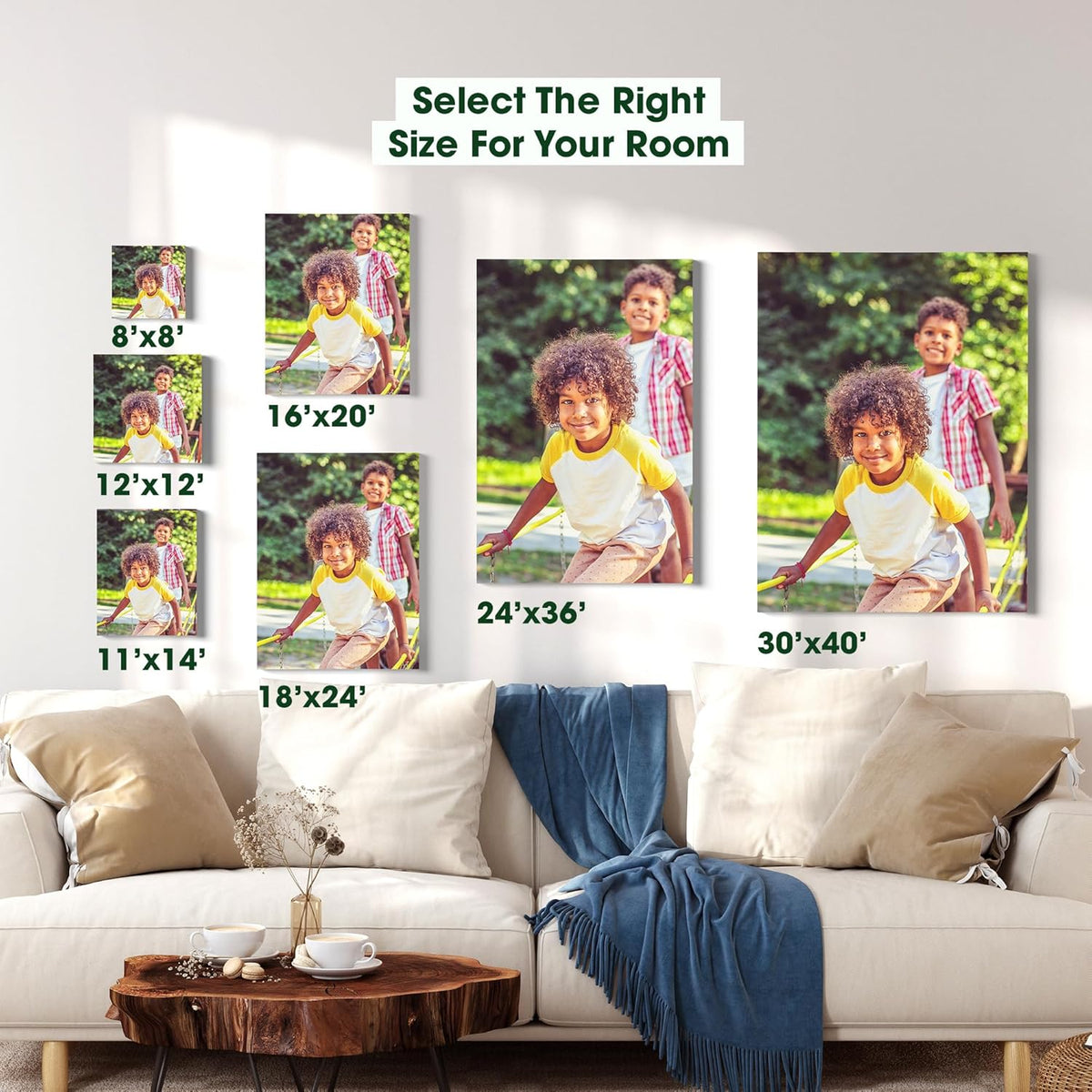 Custom Canvas Prints with Your Photos – Personalized Picture To Canvas Wall Art, Perfect for Home Decor, Gifts & Keepsakes, Ready to Hang (30" L x 40" W x .75”D, Metallic Silver)