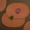 AHHFSMEI Placemats Set of 6 for Dining Table Washable Woven Vinyl Non-Slip 18x12 inches Placemat Heat-Resistant Durable Table Mats for Dining Table Easy to Clean (Burnt Orange 6)