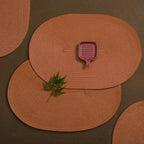 AHHFSMEI Placemats Set of 4 for Dining Table Washable Woven Vinyl Non-Slip 18x12 inches Placemat Heat-Resistant Durable Table Mats for Dining Table Easy to Clean (Burnt Orange 4)