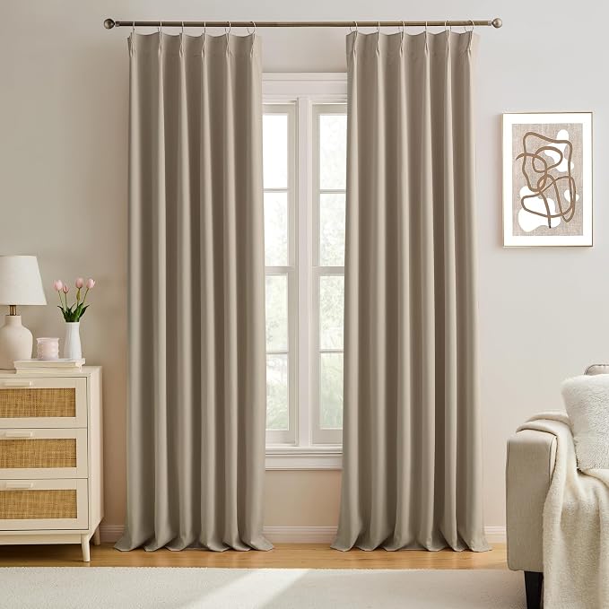 Pinch Pleated Curtains 126 Inch Long 10.5 FT Tall Curtains by KEQIAOSUOCAI