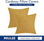 MIULEE Corduroy Decorative Throw Pillow Covers 20x20 Yellow Pack of 2 | Soft - Image 6