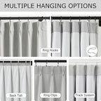 Vision Home Light Gray Pinch Pleated Full Blackout Curtains Linen Blended Room - Image 3