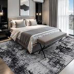 Rugflix 10x14 Area Rugs for Living Room, Washable Black Grey Dark Large Rug | - Image 2