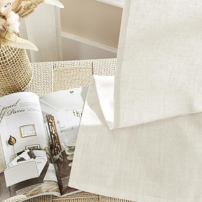 Joydeco Linen Curtains 2 Panel Set, Ivory on Linen Curtains 108 Inch Light - Image 7