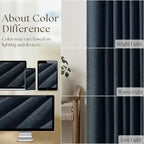 Navy Blue Linen Pinch Pleated Curtains 96 Inches Long 2 Panels | Semi Sheer - Image 4