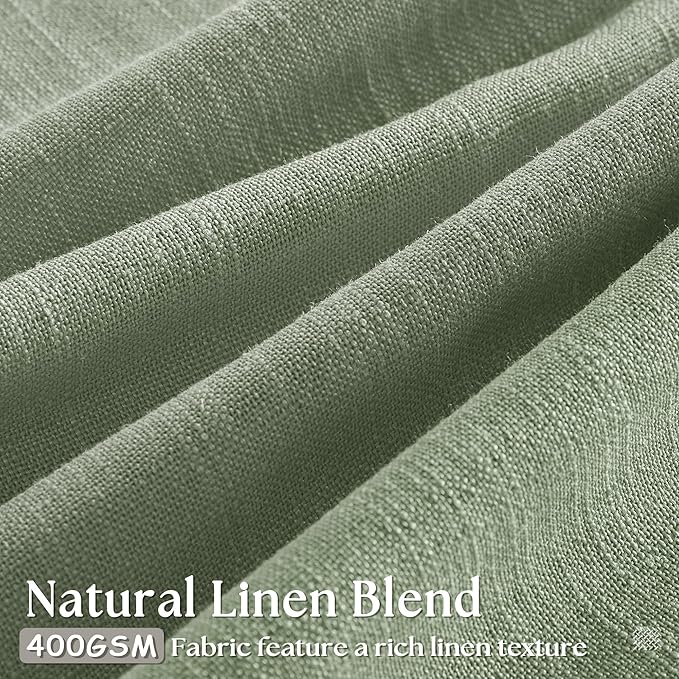 Sage Green Linen Curtains Pinch Pleated 84 Inches Long 2 Panels Set 40x84 | - Image 3