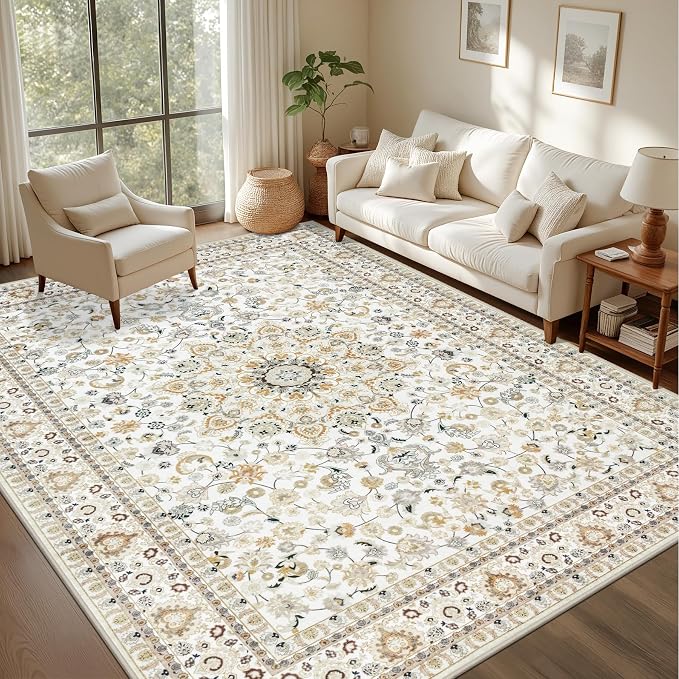 6x9 Area Rugs Living Room: Washable Vintage Rug - Image 3